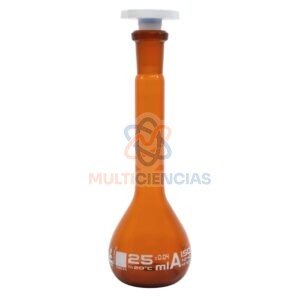 Matraz aforado ámbar con tapón plástico Labglass